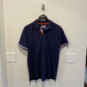 Boden short sleeve polo shirt men's size small navy blue 100% cotton preppy